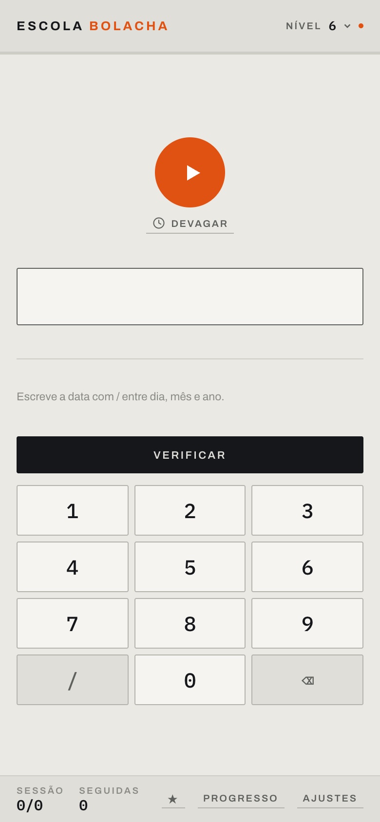 Typing a date heard in Portuguese on a number keypad.